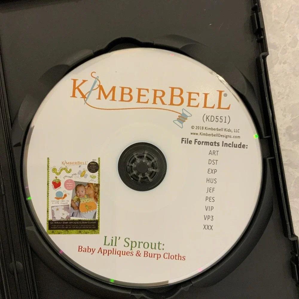 Kimberbell Lil' Sprout Baby Appliques & Burp Cloths CD Pattern Book EUC